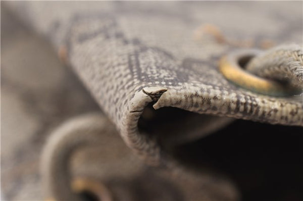 Authentic GUCCI Vintage Drawstring Pouch Purse GG PVC Leather Brown 6445D