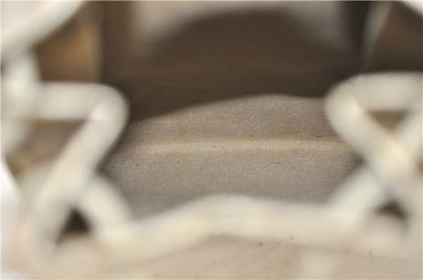 Authentic GUCCI Vintage Drawstring Pouch Purse GG PVC Leather Brown 6445D