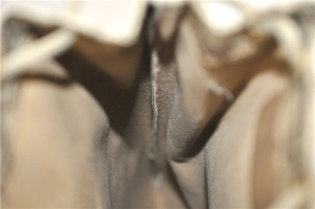 Authentic GUCCI Vintage Drawstring Pouch Purse GG PVC Leather Brown 6445D