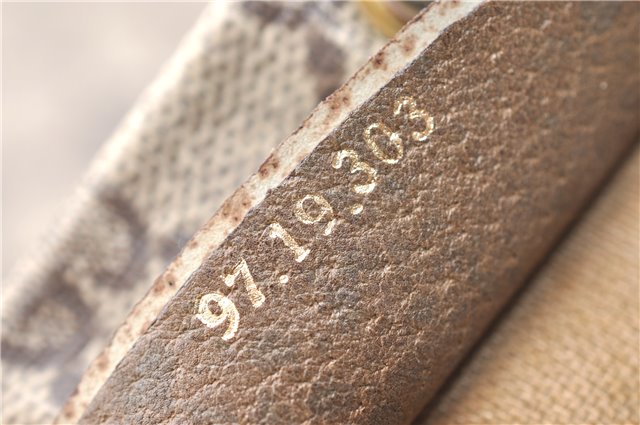 Authentic GUCCI Vintage Drawstring Pouch Purse GG PVC Leather Brown 6445D