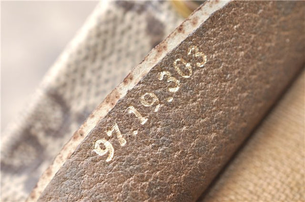 Authentic GUCCI Vintage Drawstring Pouch Purse GG PVC Leather Brown 6445D