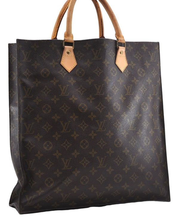 Authentic Louis Vuitton Monogram Sac Plat Hand Bag M51140 LV 6447D