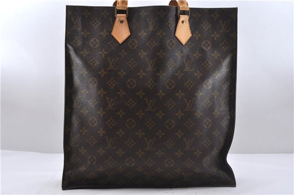 Authentic Louis Vuitton Monogram Sac Plat Hand Bag M51140 LV 6447D