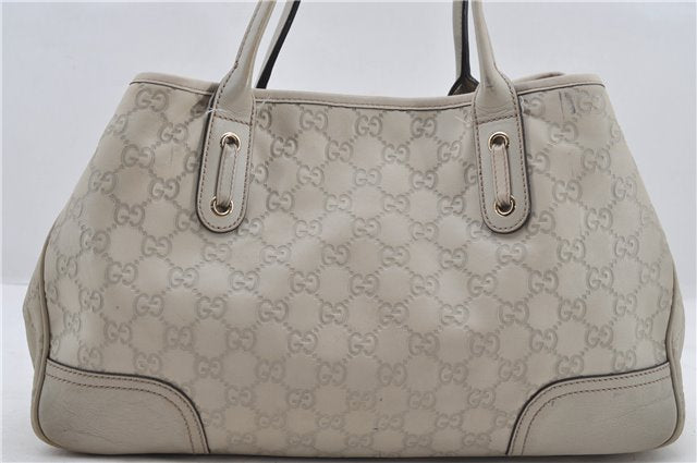 Authentic GUCCI Princy Guccissima GG Leather Tote Bag 163805 Ivory 6451E