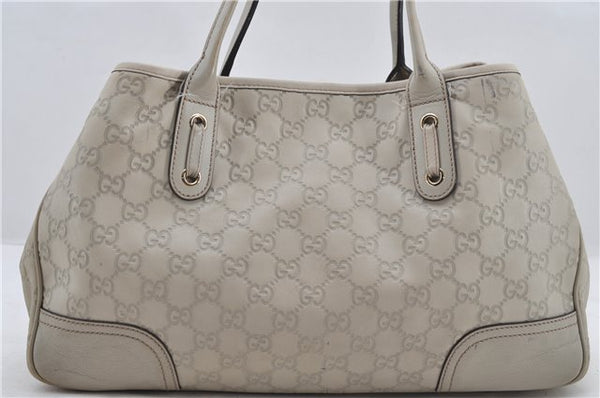 Authentic GUCCI Princy Guccissima GG Leather Tote Bag 163805 Ivory 6451E