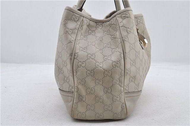 Authentic GUCCI Princy Guccissima GG Leather Tote Bag 163805 Ivory 6451E