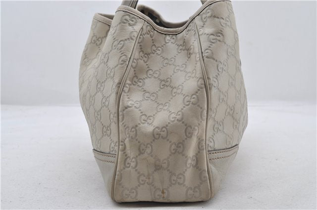 Authentic GUCCI Princy Guccissima GG Leather Tote Bag 163805 Ivory 6451E