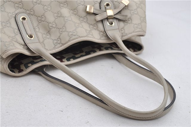 Authentic GUCCI Princy Guccissima GG Leather Tote Bag 163805 Ivory 6451E