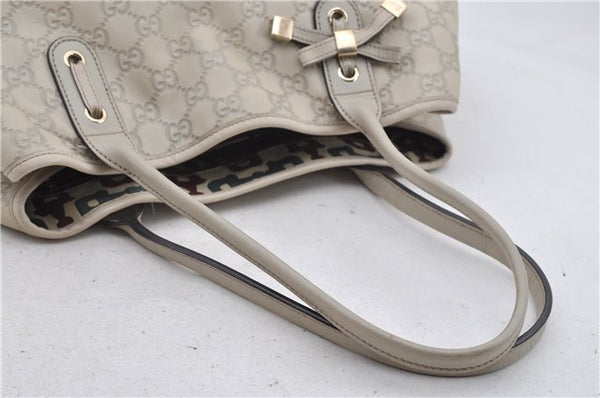Authentic GUCCI Princy Guccissima GG Leather Tote Bag 163805 Ivory 6451E