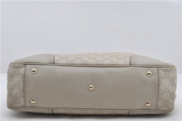 Authentic GUCCI Princy Guccissima GG Leather Tote Bag 163805 Ivory 6451E