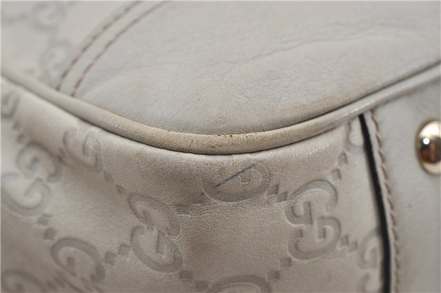 Authentic GUCCI Princy Guccissima GG Leather Tote Bag 163805 Ivory 6451E