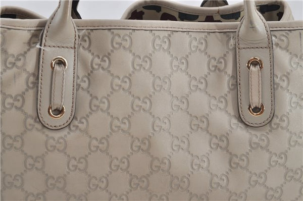Authentic GUCCI Princy Guccissima GG Leather Tote Bag 163805 Ivory 6451E
