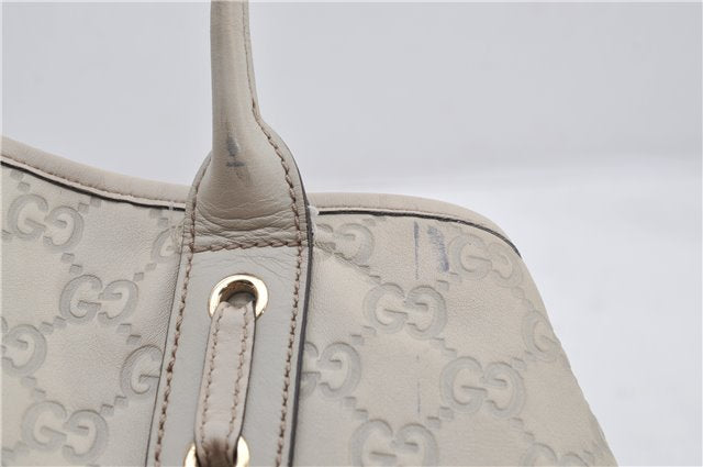 Authentic GUCCI Princy Guccissima GG Leather Tote Bag 163805 Ivory 6451E