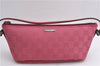 Authentic GUCCI Vintage Hand Bag Pouch Purse GG Canvas Leather 07198 Pink 6453E