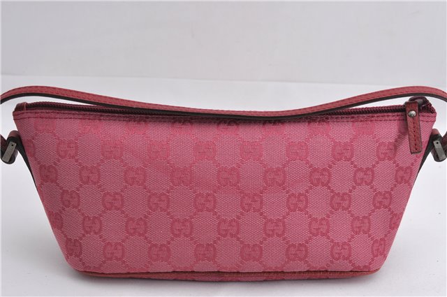 Authentic GUCCI Vintage Hand Bag Pouch Purse GG Canvas Leather 07198 Pink 6453E