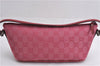 Authentic GUCCI Vintage Hand Bag Pouch Purse GG Canvas Leather 07198 Pink 6453E