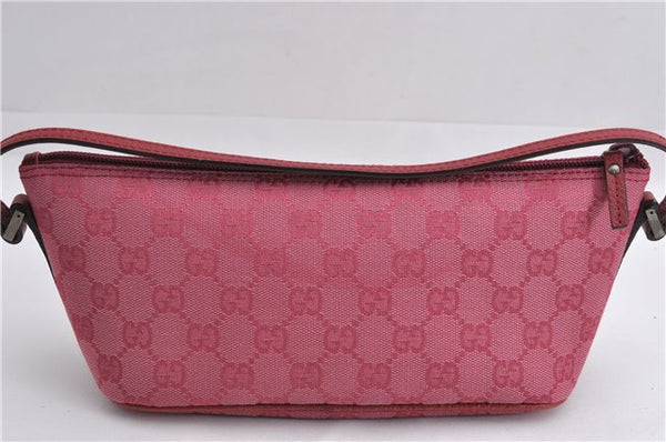 Authentic GUCCI Vintage Hand Bag Pouch Purse GG Canvas Leather 07198 Pink 6453E