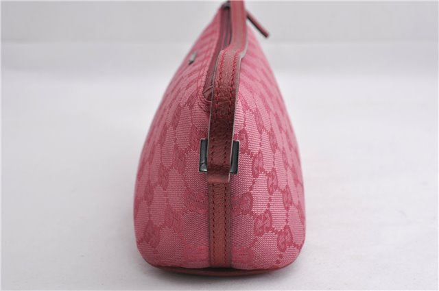 Authentic GUCCI Vintage Hand Bag Pouch Purse GG Canvas Leather 07198 Pink 6453E