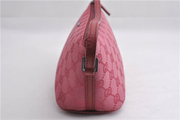 Authentic GUCCI Vintage Hand Bag Pouch Purse GG Canvas Leather 07198 Pink 6453E