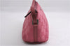 Authentic GUCCI Vintage Hand Bag Pouch Purse GG Canvas Leather 07198 Pink 6453E