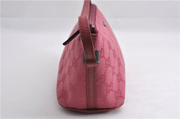 Authentic GUCCI Vintage Hand Bag Pouch Purse GG Canvas Leather 07198 Pink 6453E