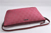 Authentic GUCCI Vintage Hand Bag Pouch Purse GG Canvas Leather 07198 Pink 6453E