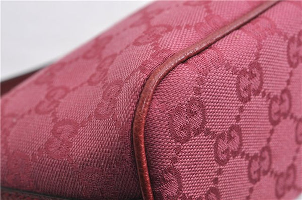 Authentic GUCCI Vintage Hand Bag Pouch Purse GG Canvas Leather 07198 Pink 6453E
