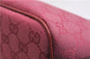 Authentic GUCCI Vintage Hand Bag Pouch Purse GG Canvas Leather 07198 Pink 6453E