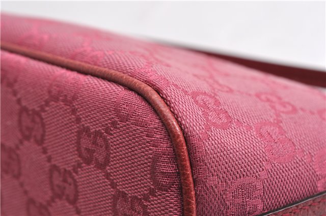 Authentic GUCCI Vintage Hand Bag Pouch Purse GG Canvas Leather 07198 Pink 6453E