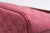 Authentic GUCCI Vintage Hand Bag Pouch Purse GG Canvas Leather 07198 Pink 6453E