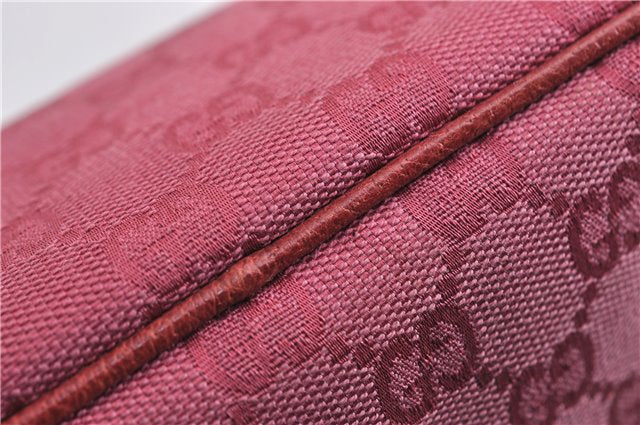 Authentic GUCCI Vintage Hand Bag Pouch Purse GG Canvas Leather 07198 Pink 6453E