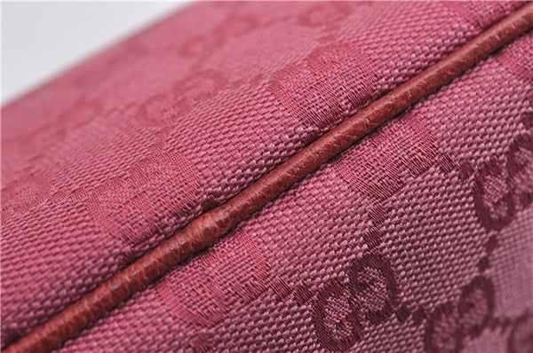 Authentic GUCCI Vintage Hand Bag Pouch Purse GG Canvas Leather 07198 Pink 6453E