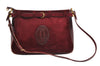 Authentic Cartier Must de Cartier Suede Leather Shoulder Bag Bordeaux Red 6456I