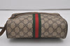 Authentic GUCCI Web Sherry Line Shoulder Cross Bag GG PVC Leather Brown 6458I