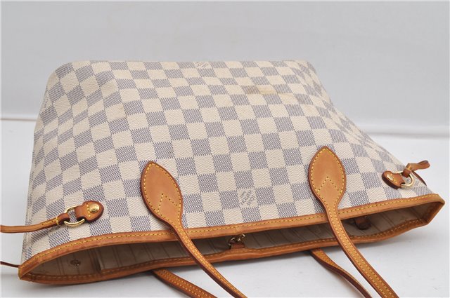 Authentic Louis Vuitton Damier Azur Neverfull PM Tote Bag N51110 LV 6459F