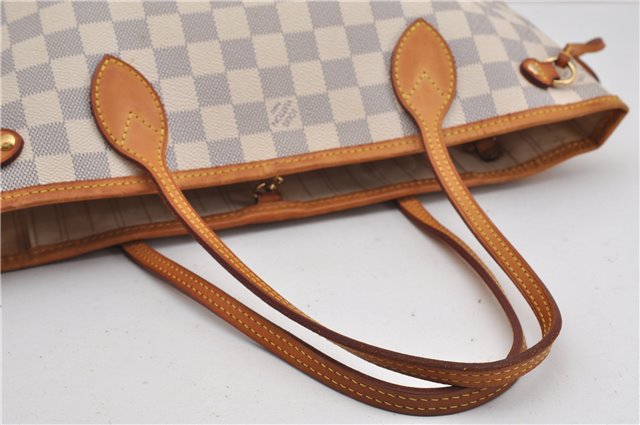 Authentic Louis Vuitton Damier Azur Neverfull PM Tote Bag N51110 LV 6459F