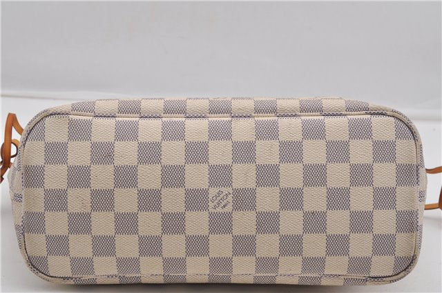 Authentic Louis Vuitton Damier Azur Neverfull PM Tote Bag N51110 LV 6459F