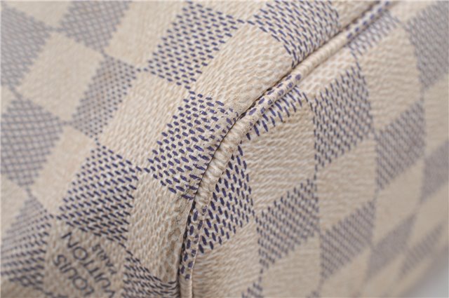 Authentic Louis Vuitton Damier Azur Neverfull PM Tote Bag N51110 LV 6459F