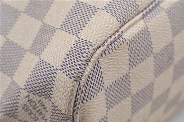 Authentic Louis Vuitton Damier Azur Neverfull PM Tote Bag N51110 LV 6459F