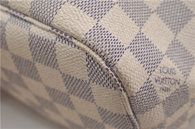 Authentic Louis Vuitton Damier Azur Neverfull PM Tote Bag N51110 LV 6459F