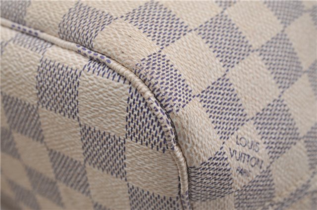 Authentic Louis Vuitton Damier Azur Neverfull PM Tote Bag N51110 LV 6459F