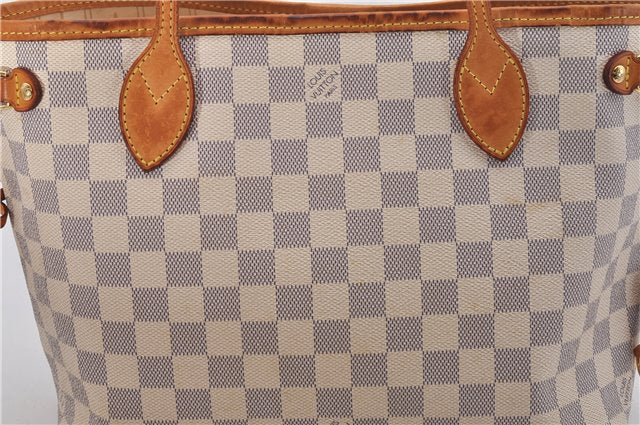Authentic Louis Vuitton Damier Azur Neverfull PM Tote Bag N51110 LV 6459F