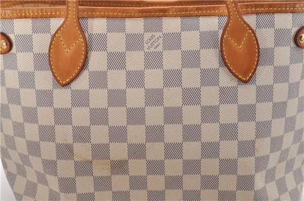 Authentic Louis Vuitton Damier Azur Neverfull PM Tote Bag N51110 LV 6459F