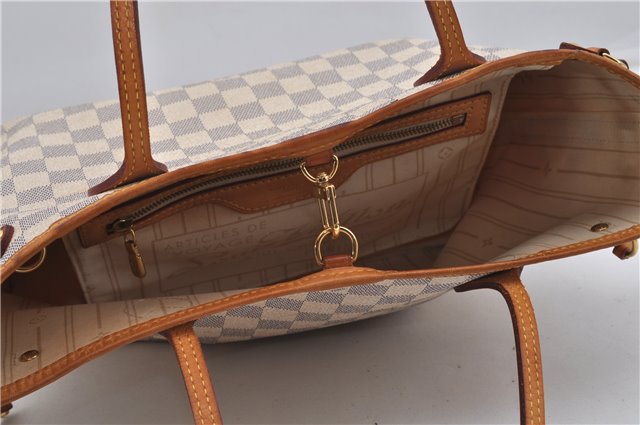 Authentic Louis Vuitton Damier Azur Neverfull PM Tote Bag N51110 LV 6459F