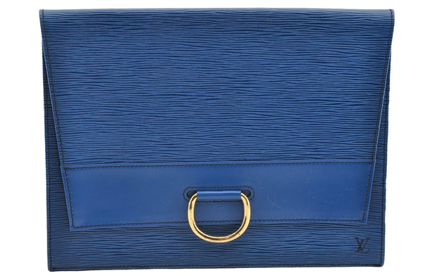 Authentic Louis Vuitton Epi Iena 32 Clutch Hand Bag Purse Blue M52715 LV 6461I