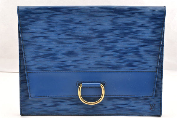 Authentic Louis Vuitton Epi Iena 32 Clutch Hand Bag Purse Blue M52715 LV 6461I