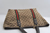 Authentic GUCCI Web Sherry Line Tote Bag GG Canvas Leather 139260 Brown 6462I