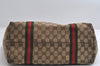 Authentic GUCCI Web Sherry Line Tote Bag GG Canvas Leather 139260 Brown 6462I