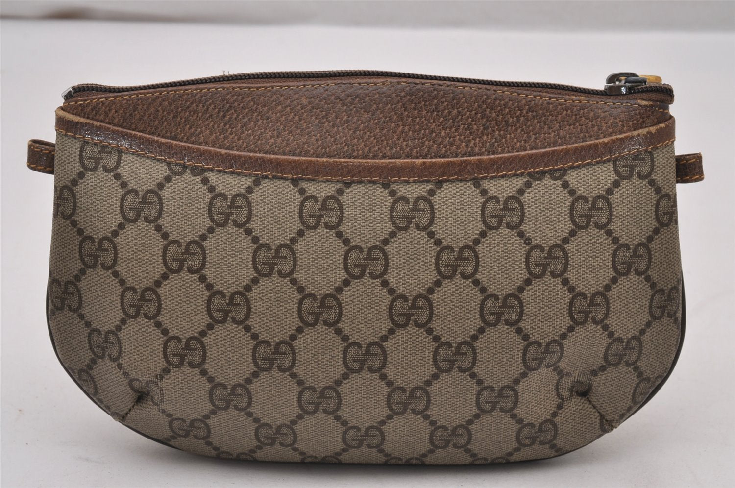 Authentic GUCCI Shoulder Cross Body Bag Purse GG PVC Leather Brown Junk 6482I