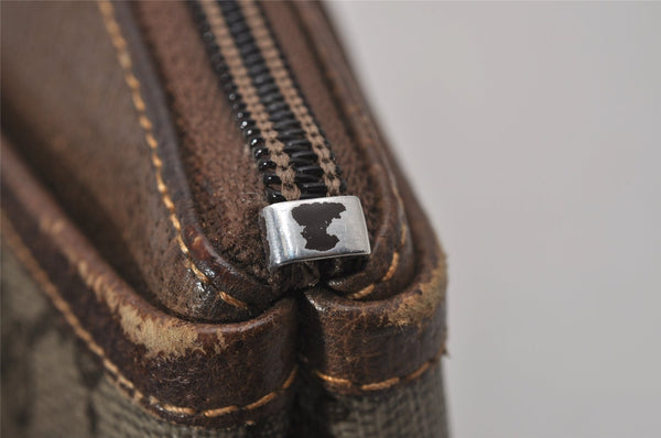 Authentic GUCCI Shoulder Cross Body Bag Purse GG PVC Leather Brown Junk 6482I